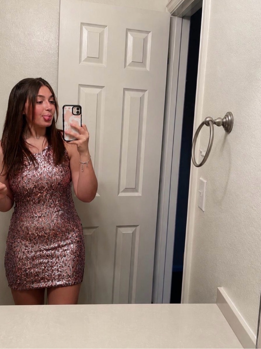 Lulus Sparkling Pink Sequin Bodycon Dress
